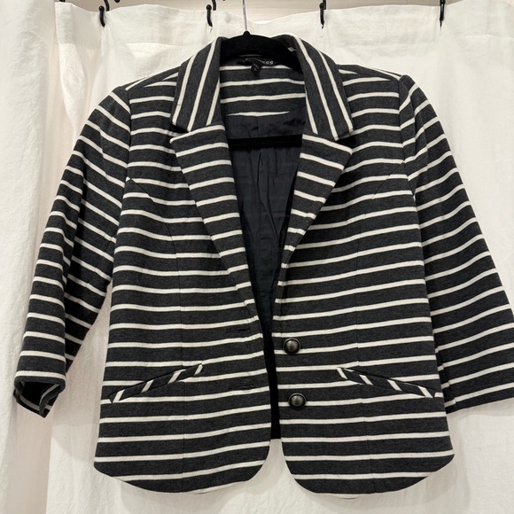 Express Striped Blazer Jacket – Dark Grey & White – Size Small - Picture 1 of 3